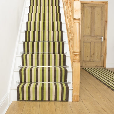 Striped Green Stair Runners