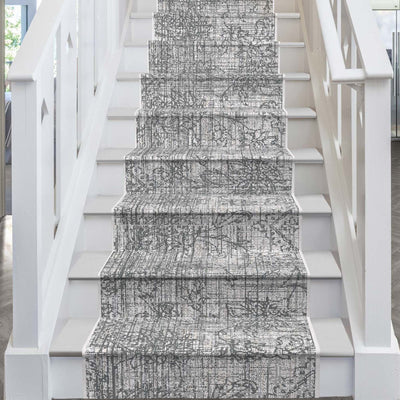 Floral Grey Stair Runners