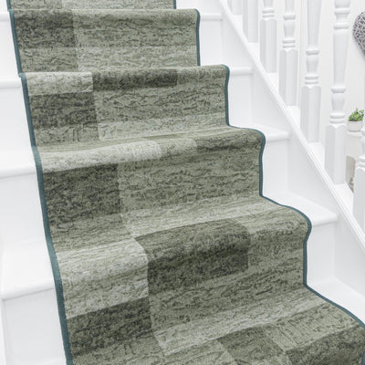 Geometric Green Stair Runners