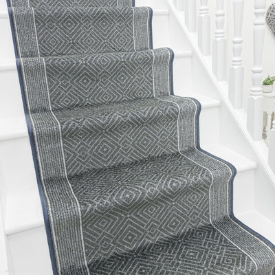 Geometric Grey Stair Runners