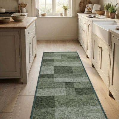 Geometric Green Kitchen Runners
