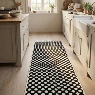 Geometric Black Kitchen Runners