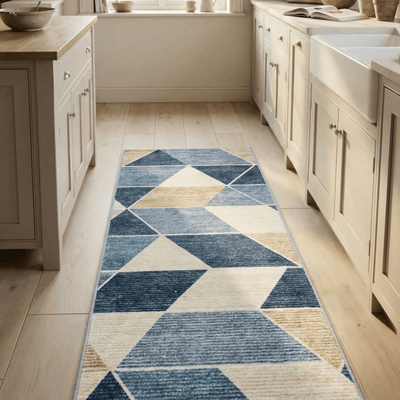 Geometric Blue Kitchen Runners