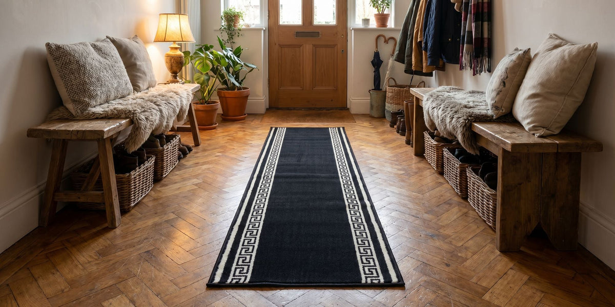Bordered Hallway Runner Rugs