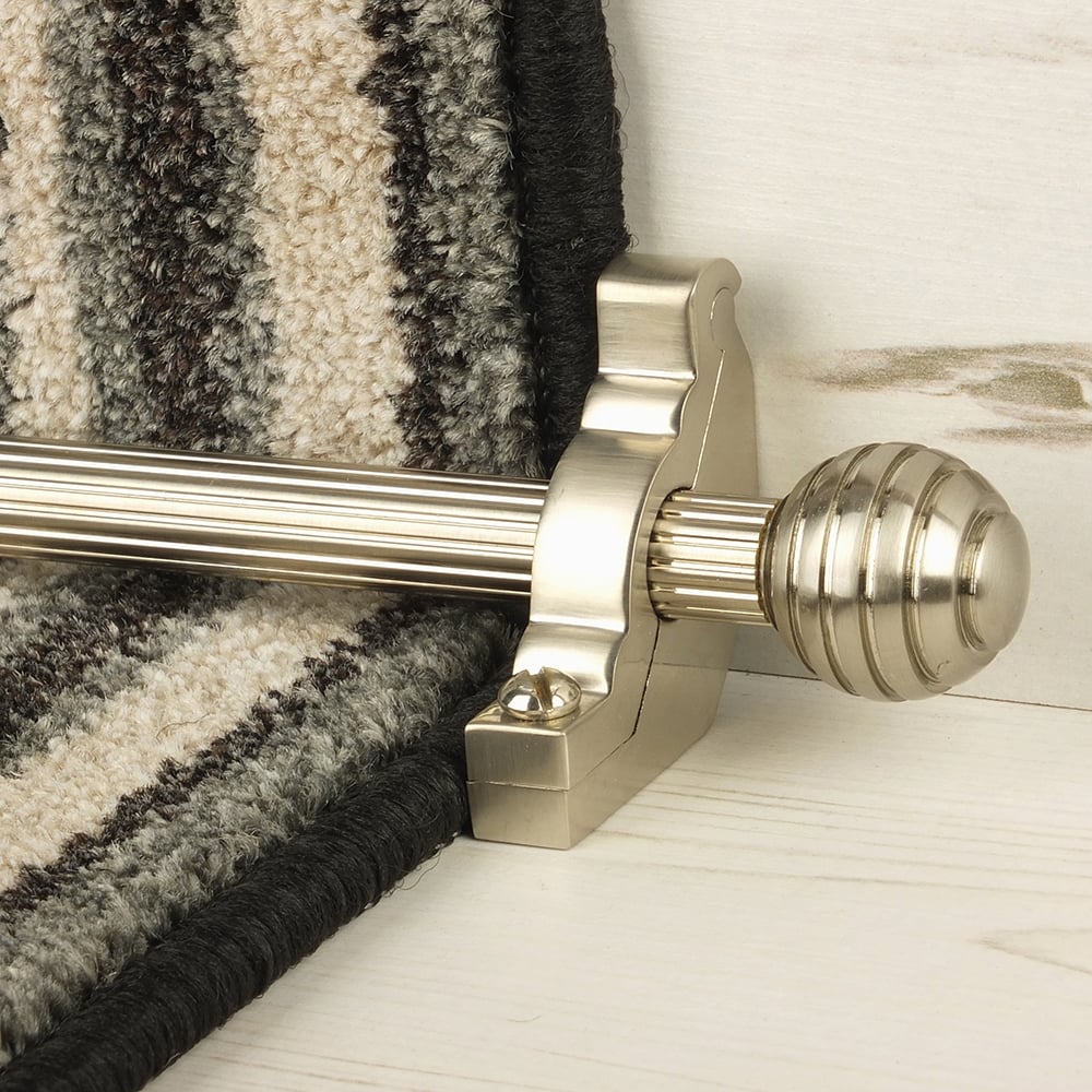 Vision Satin Nickel Sphere Reeded Stair Rod