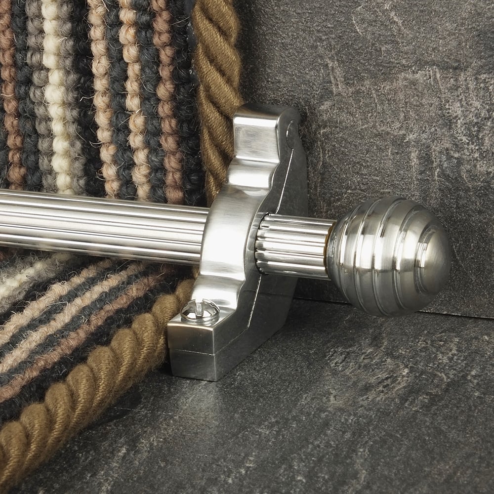 Vision Brushed Chrome Sphere Reeded Stair Rod