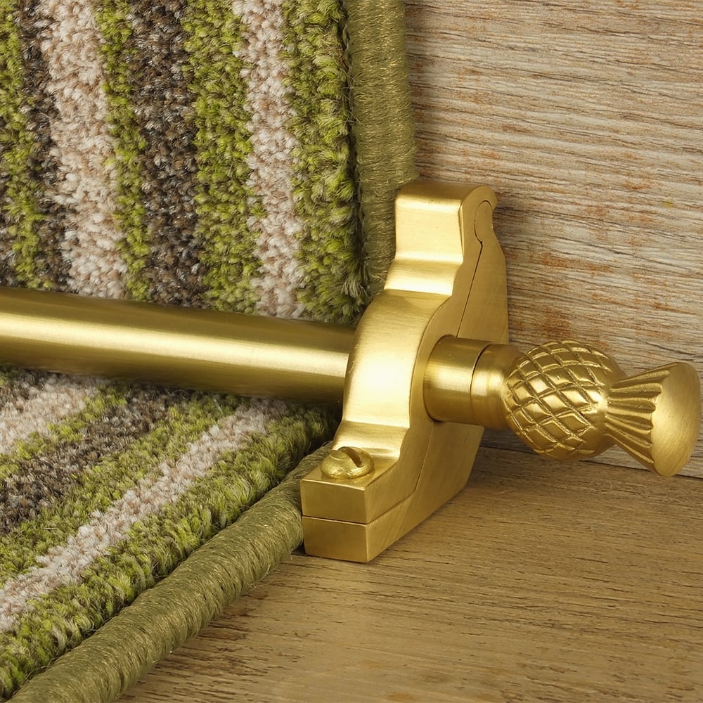 Country Satin Brass Finish Arran Plain Stair Rod