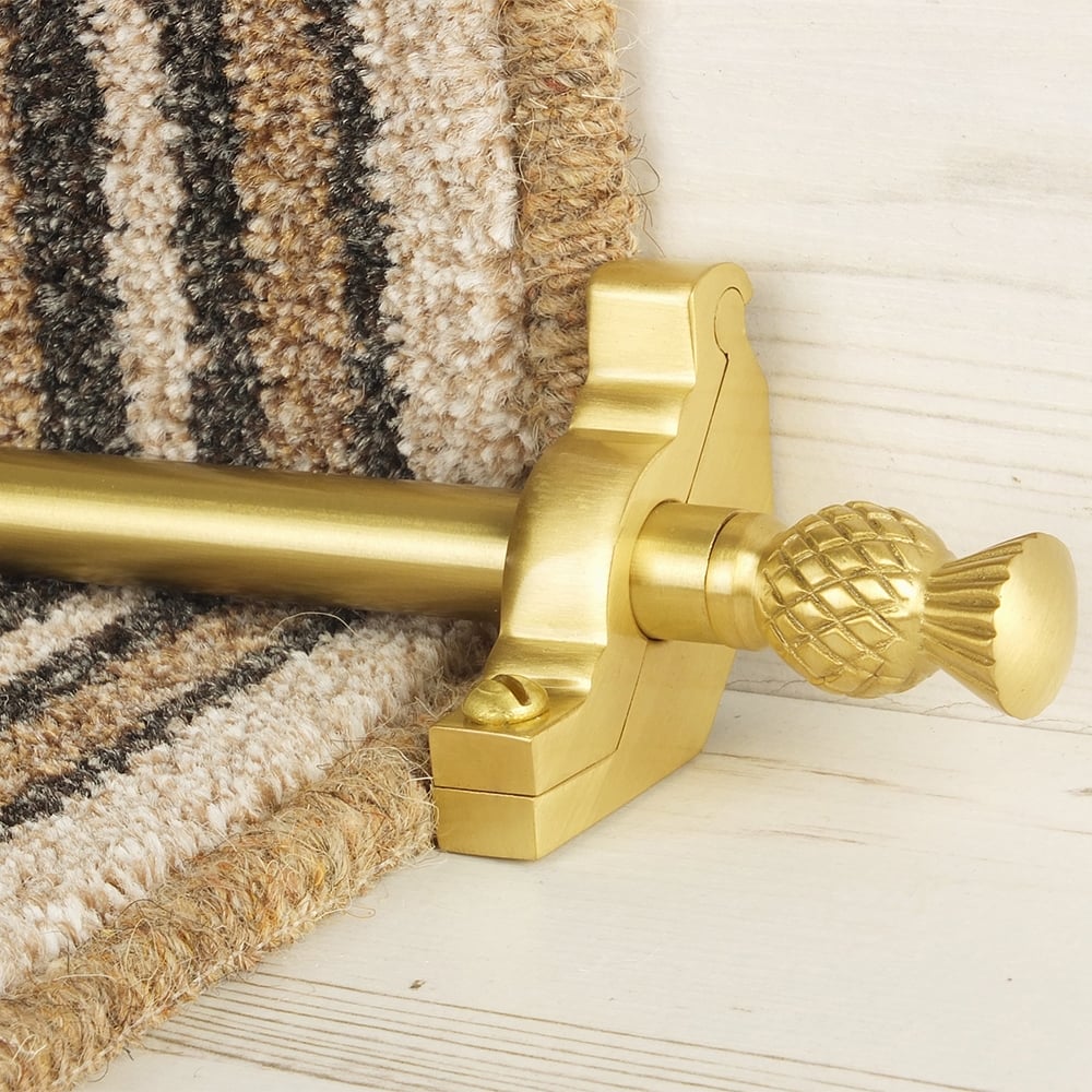 Country Satin Brass Finish Arran Plain Stair Rod