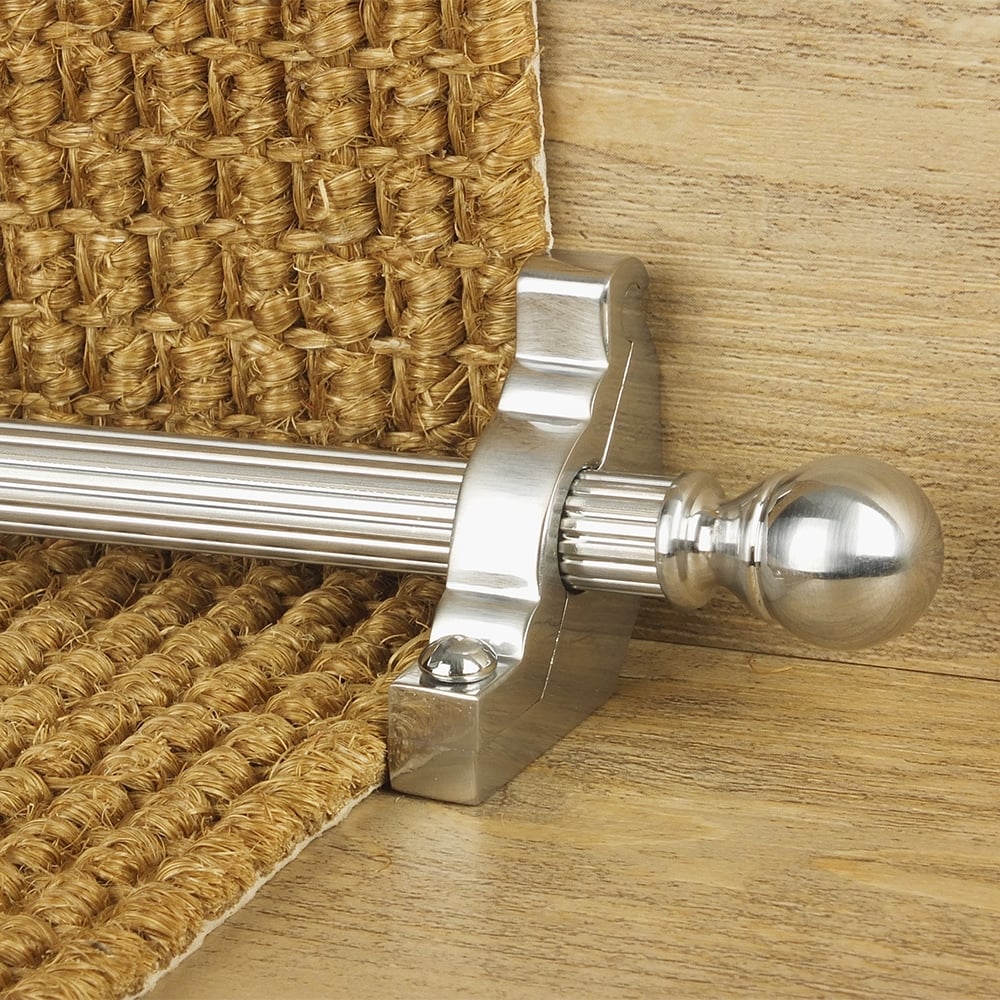 Country Brushed Chrome Balladeer Reeded Stair Rod