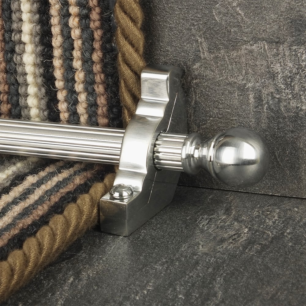 Country Brushed Chrome Balladeer Reeded Stair Rod