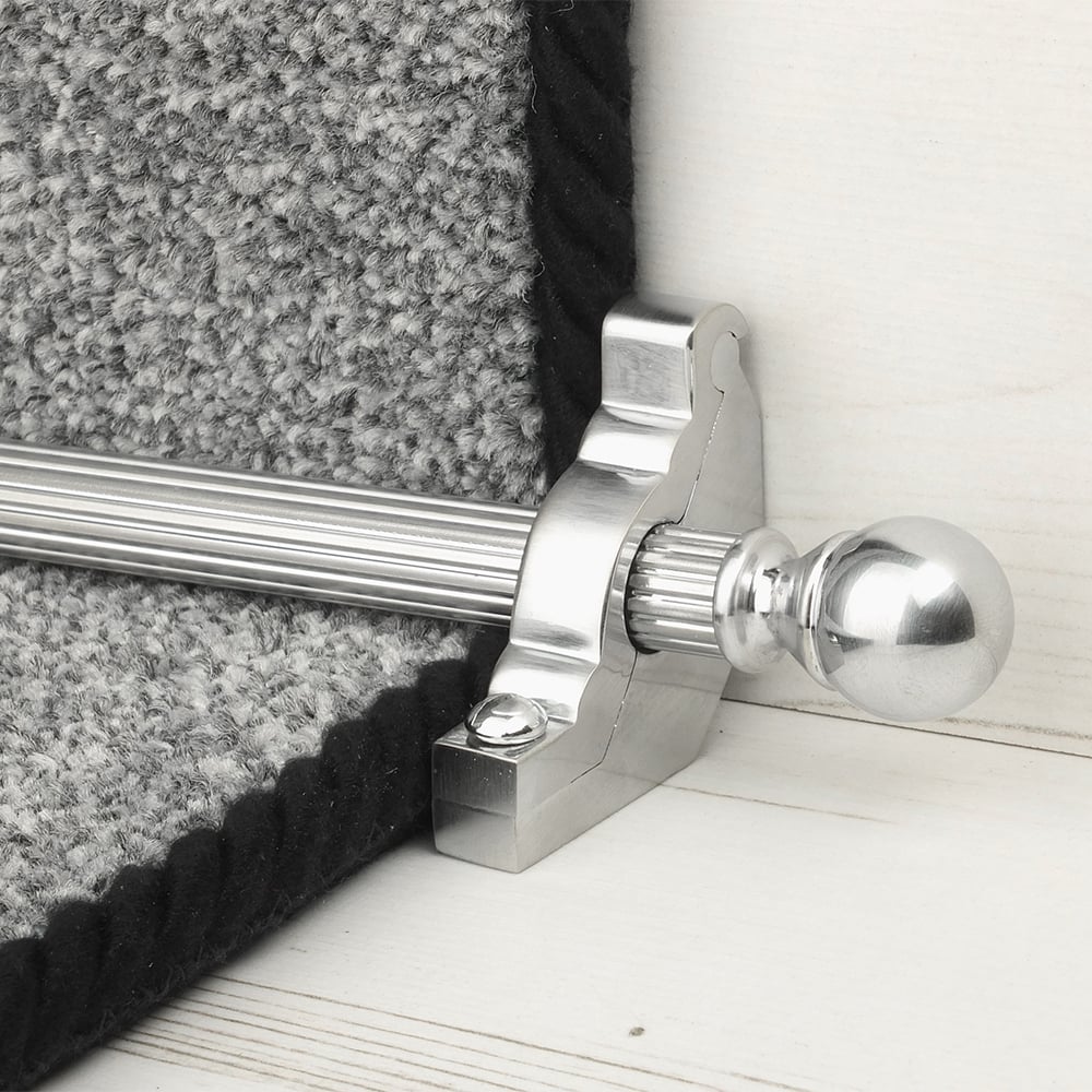Country Brushed Chrome Balladeer Reeded Stair Rod