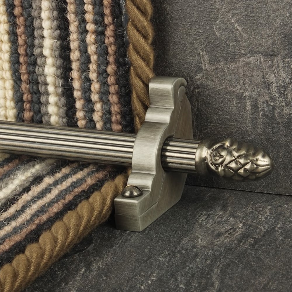 Country Pewter Finish Sherwood Reeded Stair Rod