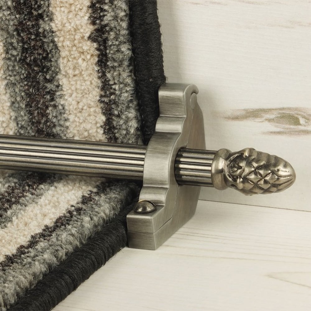 Country Pewter Finish Sherwood Reeded Stair Rod