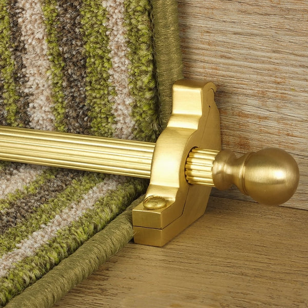Country Satin Brass Finish Balladeer Reeded Stair Rod