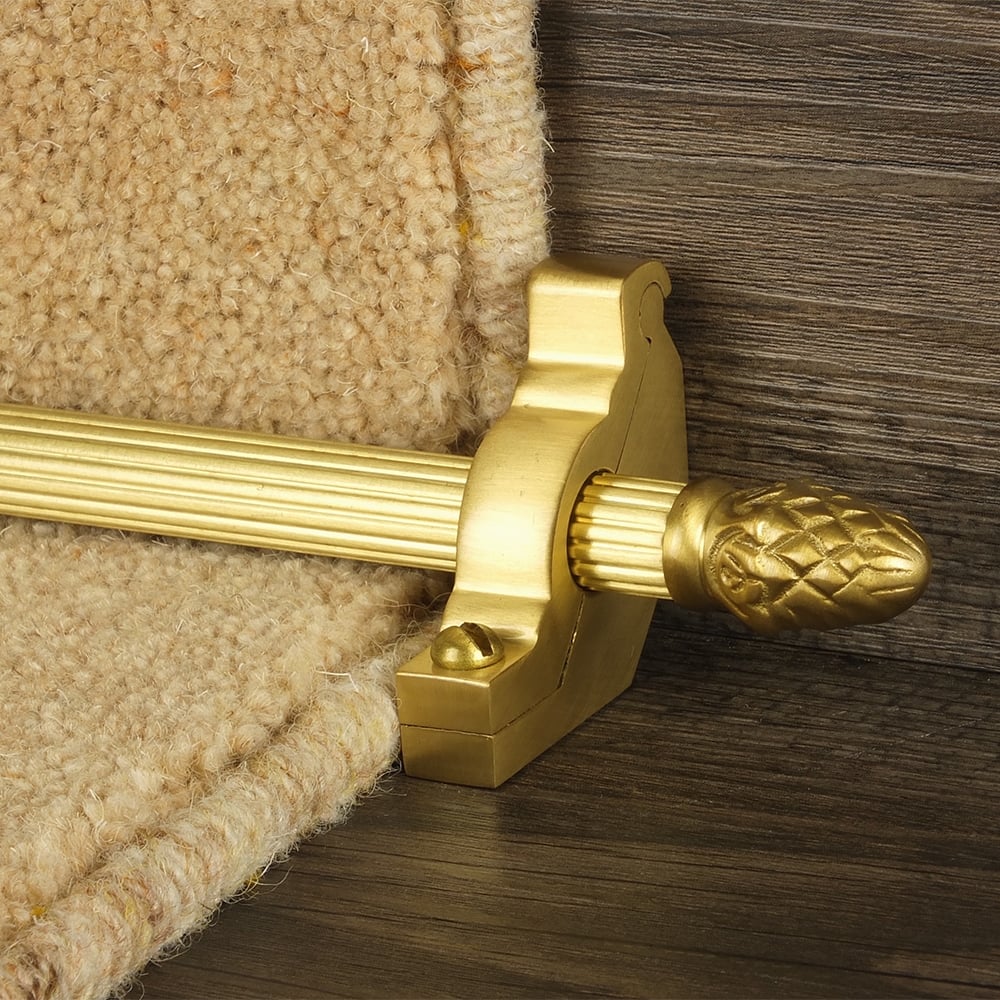 Country Satin Brass Finish Sherwood Reeded Tringles D'Escalier