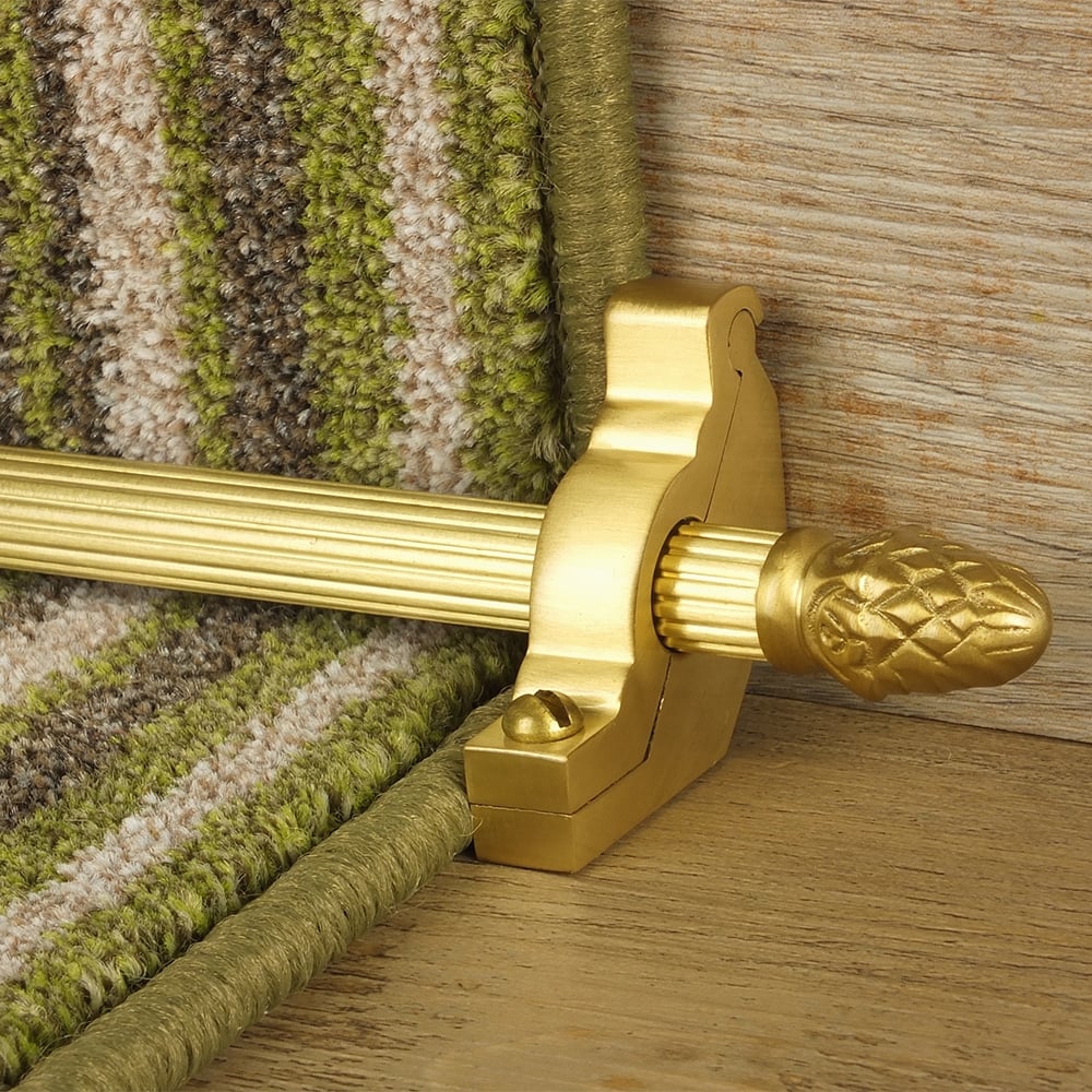 Country Satin Brass Finish Sherwood Reeded Tringles D'Escalier