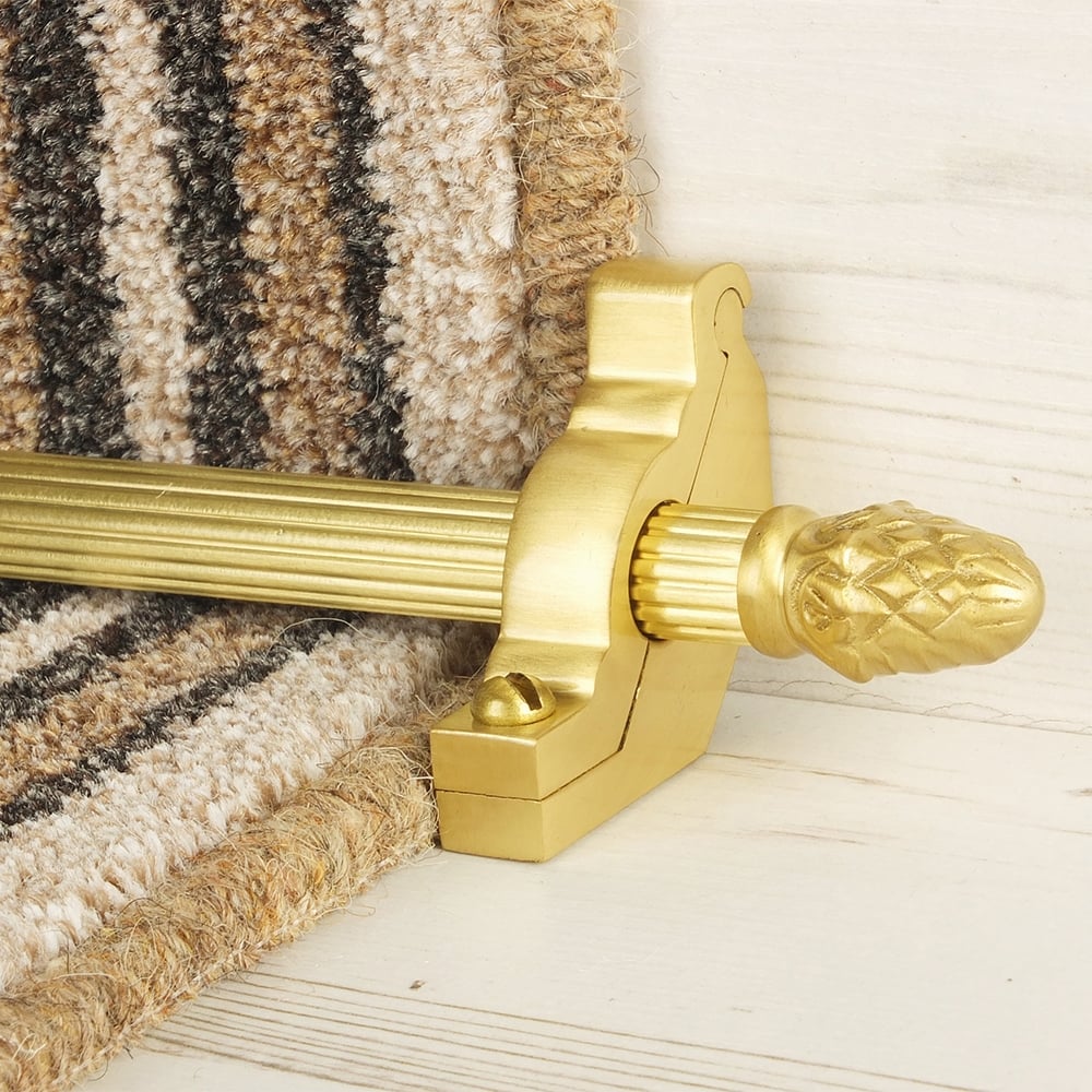 Country Satin Brass Finish Sherwood Reeded Tringles D'Escalier