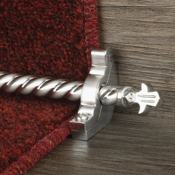 Country Brush Chrome Finish Bordeaux Spiral Stair Rod