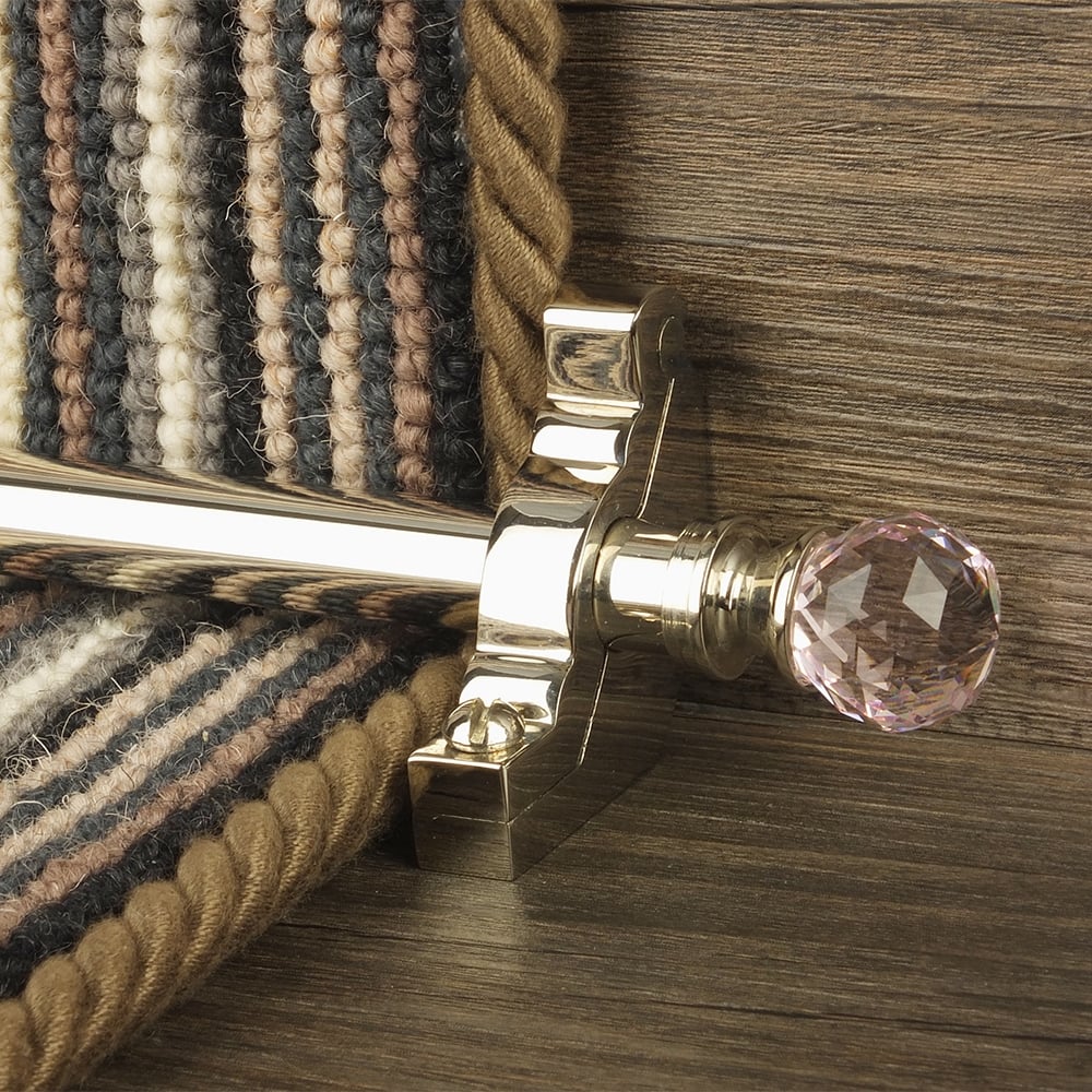 Crystal Polished Nickel Rose Plain Stair Rod