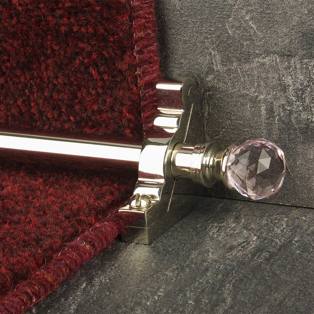 Crystal Polished Nickel Rose Plain Stair Rod