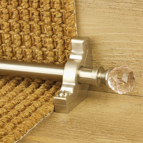 Crystal Satin Nickel Rose Plain Stair Rod