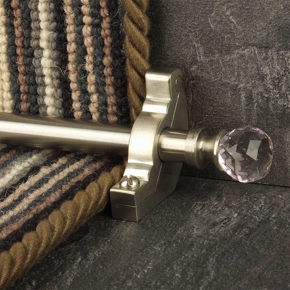 Crystal Satin Nickel Rose Plain Stair Rod