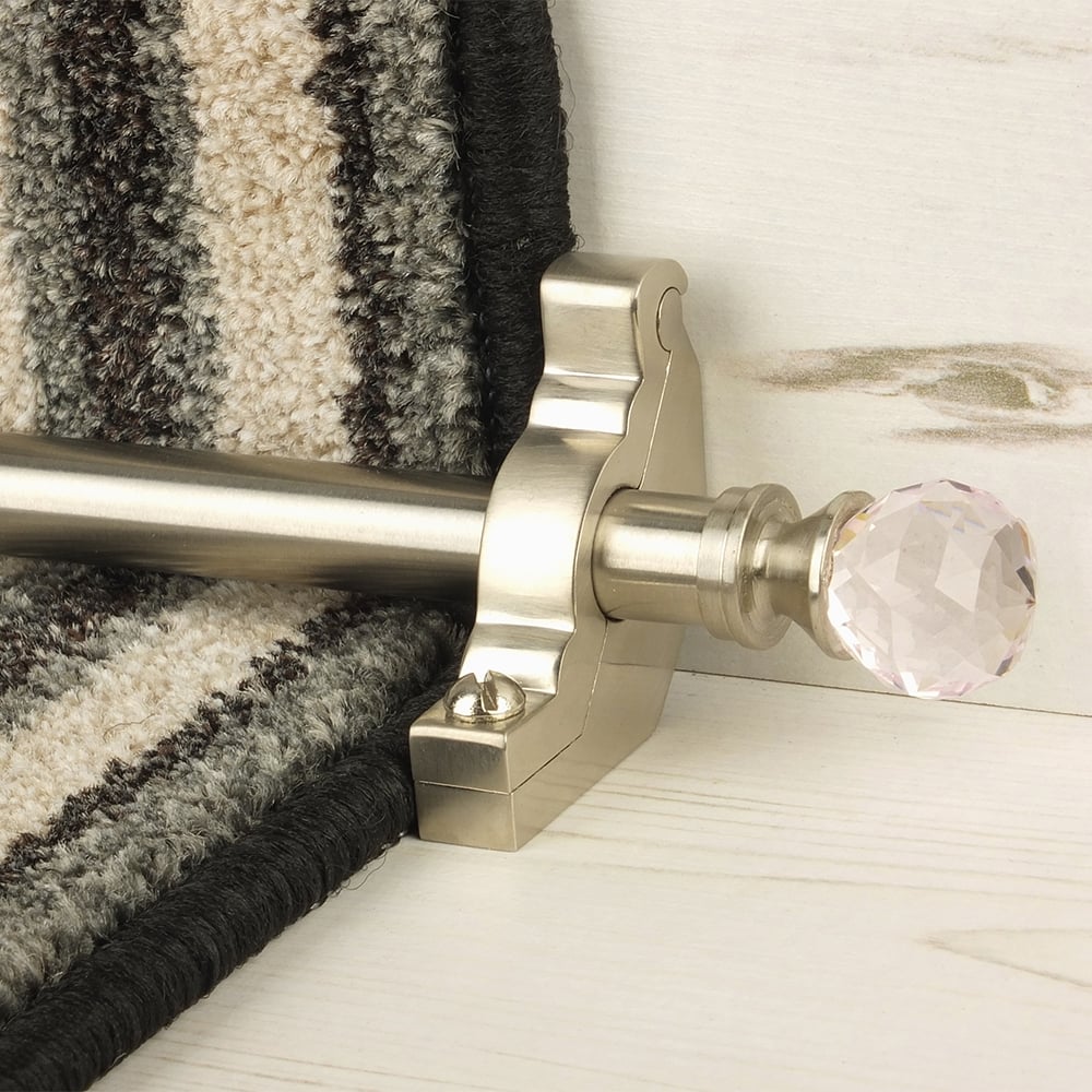 Crystal Satin Nickel Rose Plain Stair Rod