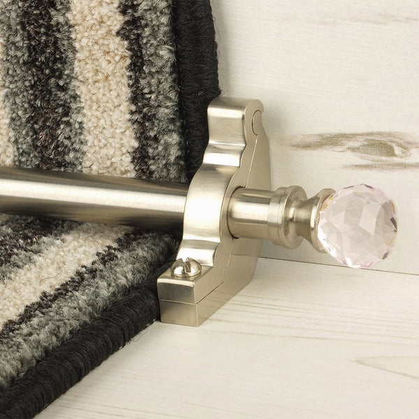 Crystal Satin Nickel Rose Plain Stair Rod