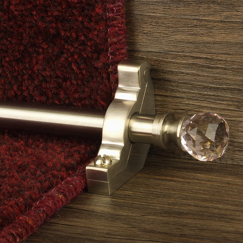 Crystal Satin Nickel Rose Plain Stair Rod