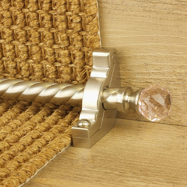 Crystal Satin Nickel Rose Spiral Stair Rod