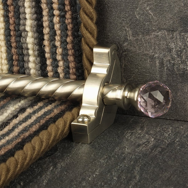 Crystal Satin Nickel Rose Spiral Stair Rod