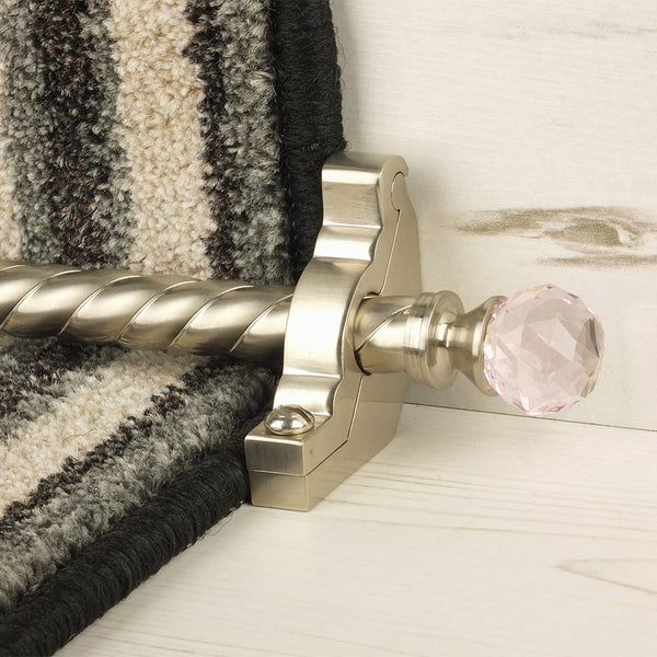 Crystal Satin Nickel Rose Spiral Stair Rod