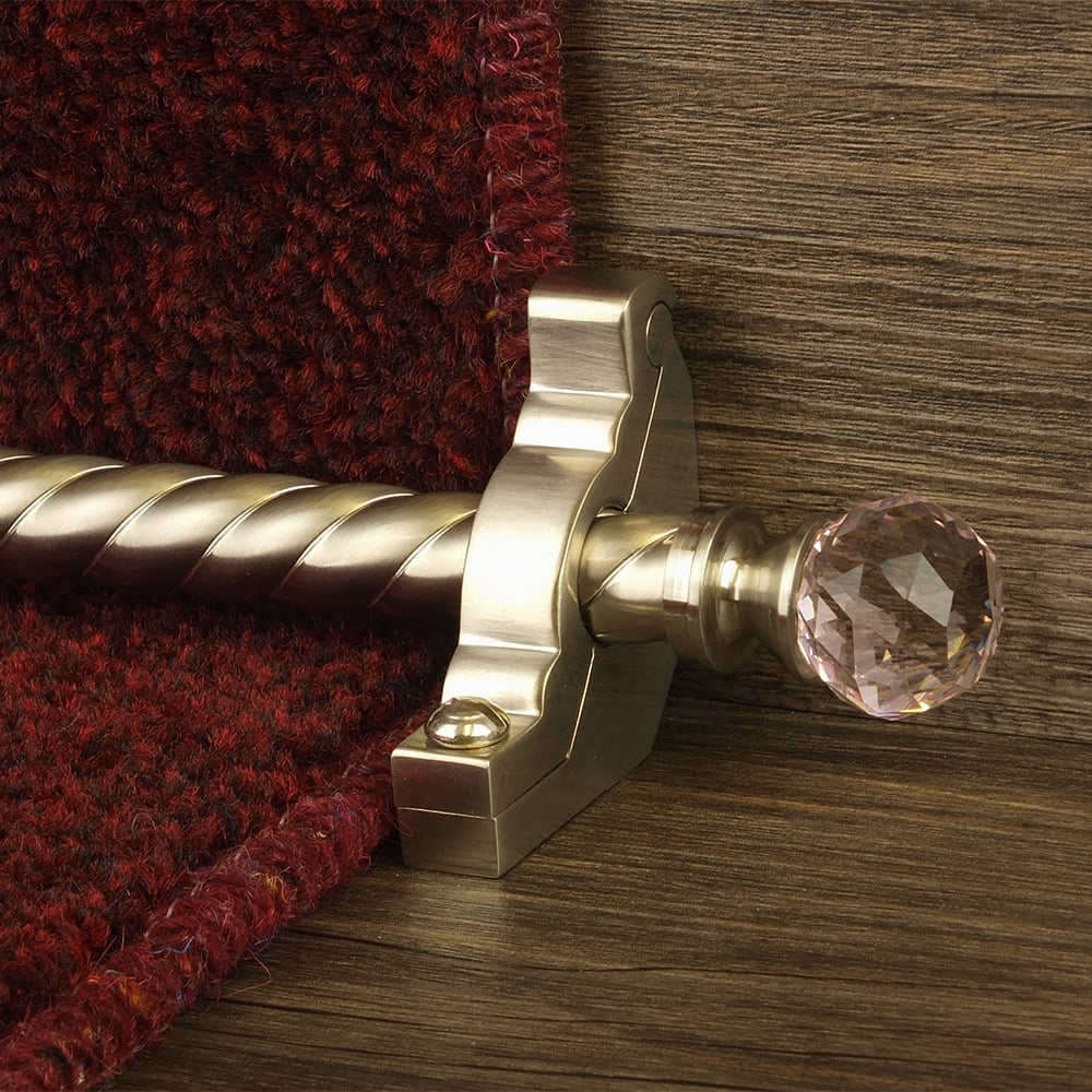 Crystal Satin Nickel Rose Spiral Stair Rod