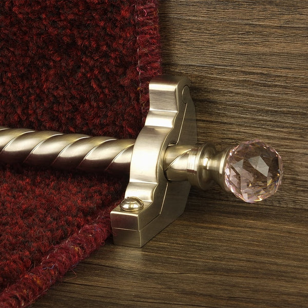 Crystal Satin Nickel Rose Spiral Stair Rod