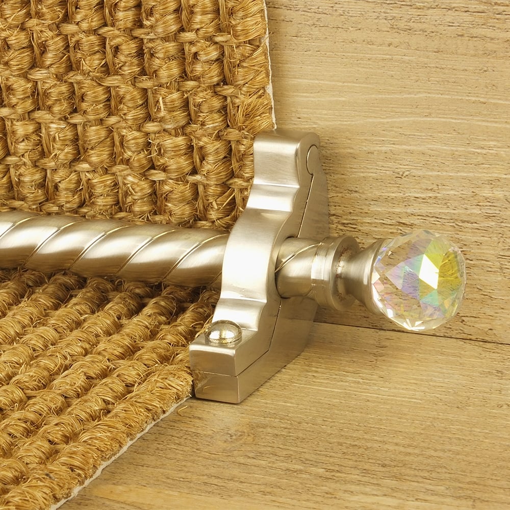 Crystal Satin Nickel Rainbow Spiral Stair Rod