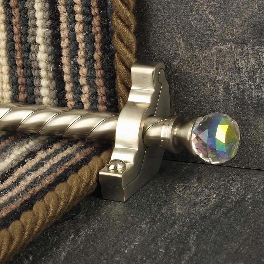 Crystal Satin Nickel Rainbow Spiral Stair Rod