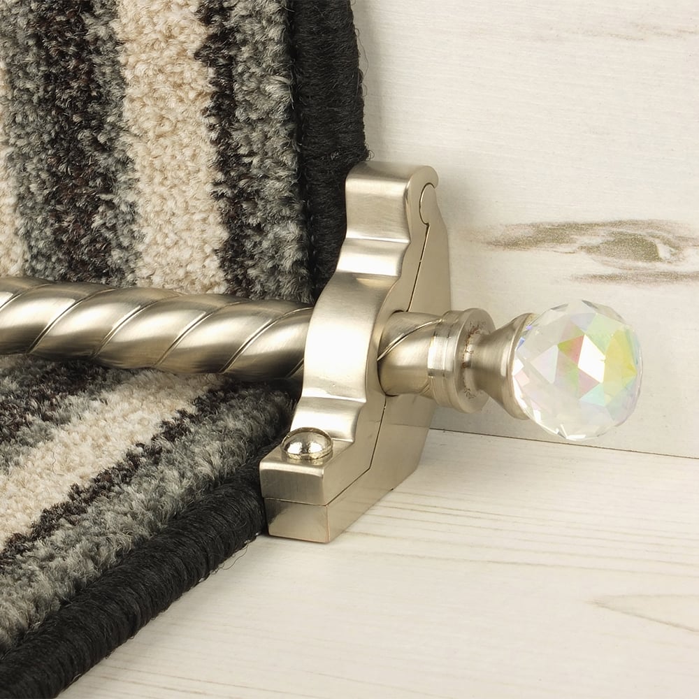 Crystal Satin Nickel Rainbow Spiral Stair Rod
