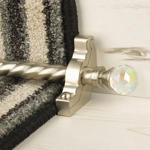 Crystal Satin Nickel Rainbow Spiral Stair Rod