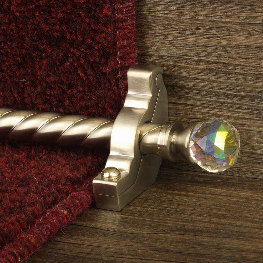 Crystal Satin Nickel Rainbow Spiral Stair Rod