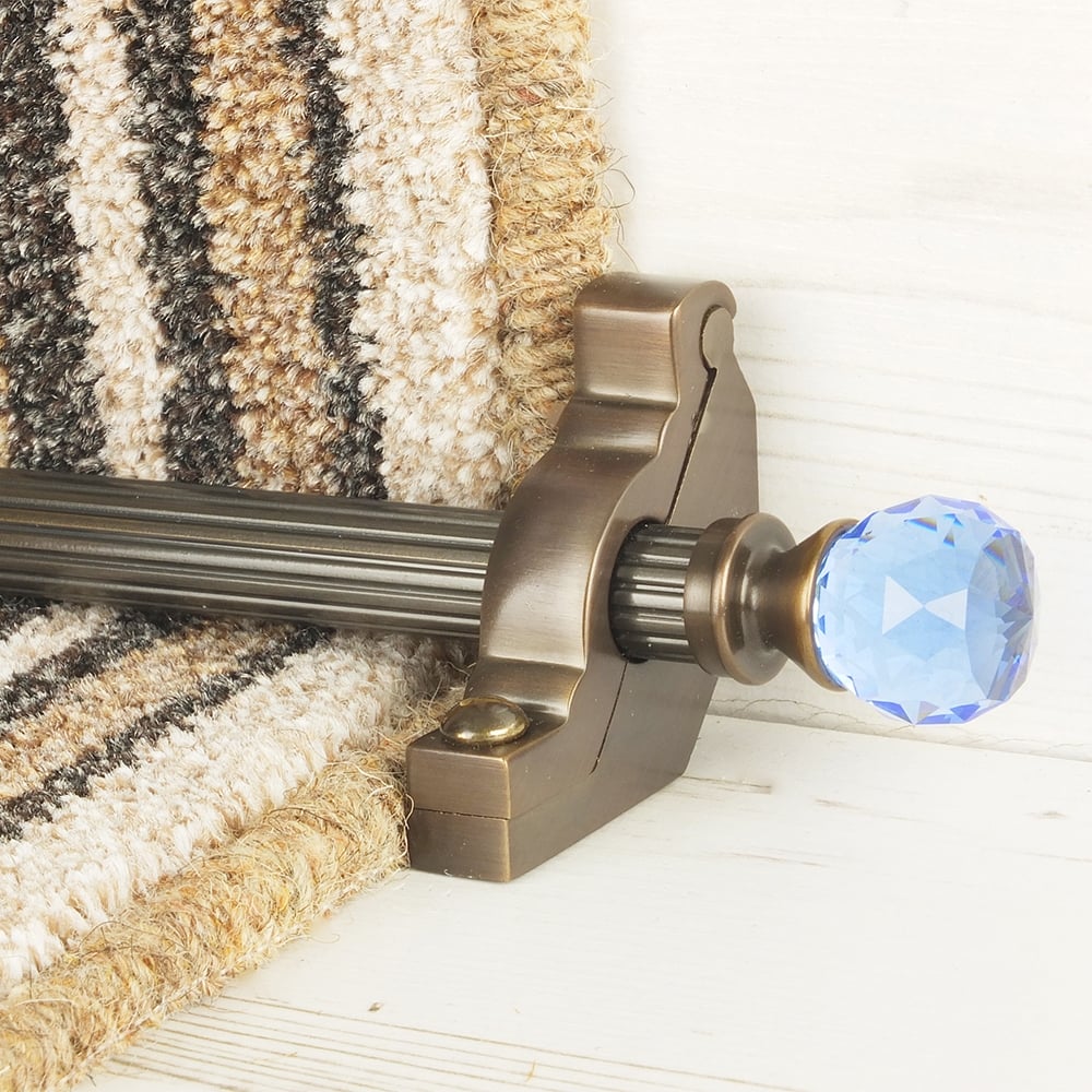 Crystal Antique Bronze Sky Reeded Stair Rod