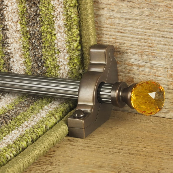 Crystal Antique Bronze Amber Reeded Stair Rod