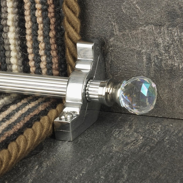 Crystal Brushed Chrome Rainbow Reeded Stair Rod