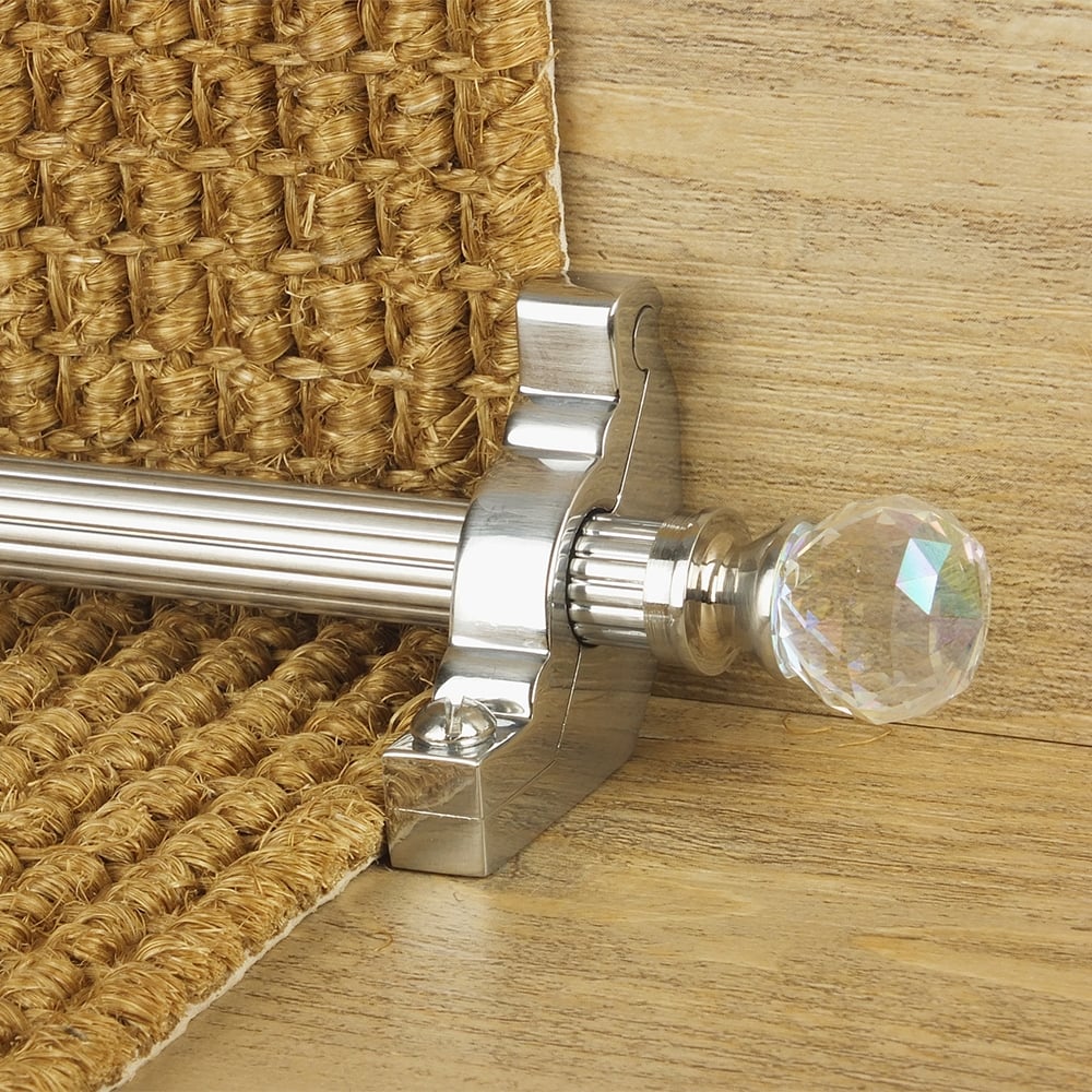 Crystal Brushed Chrome Rainbow Reeded Stair Rod