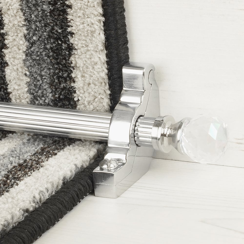 Crystal Brushed Chrome Rainbow Reeded Stair Rod