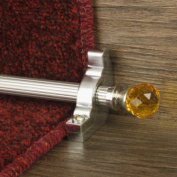 Crystal Brushed Chrome Amber Reeded Tringles D'Escalier