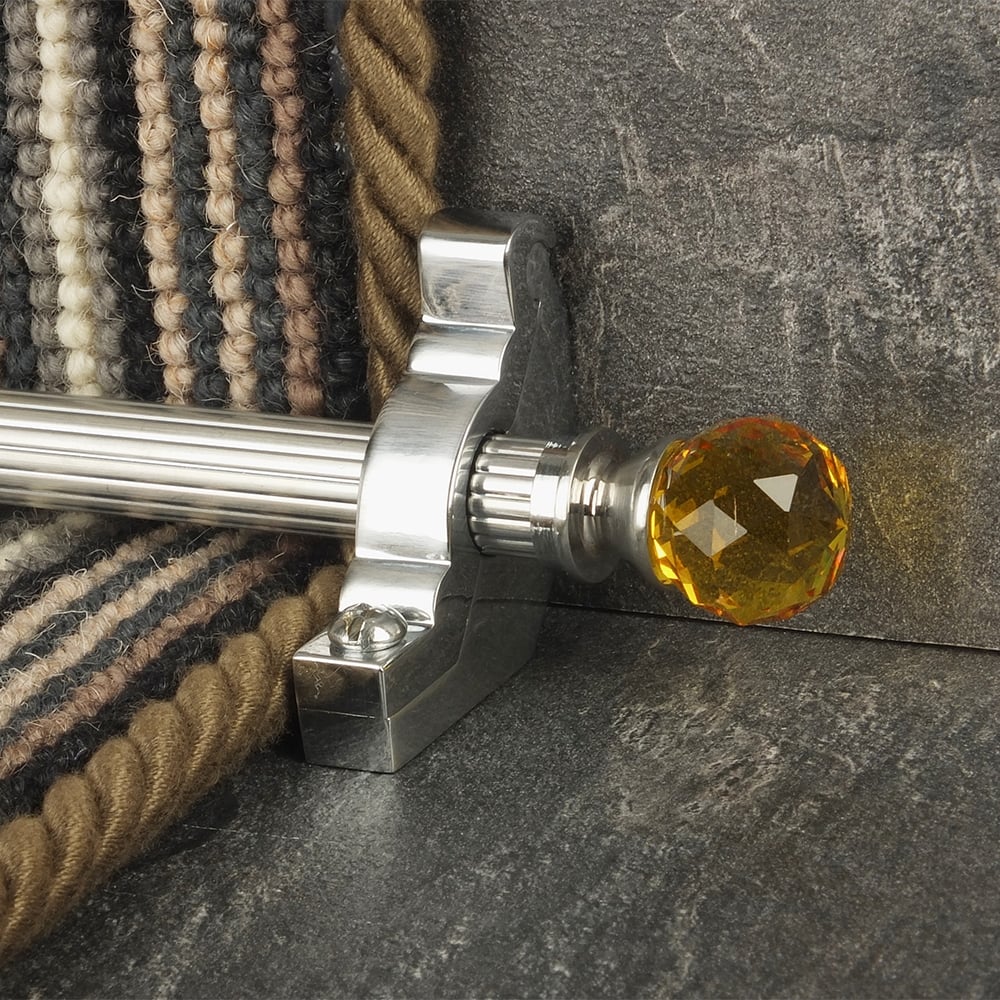 Crystal Brushed Chrome Amber Reeded Tringles D'Escalier
