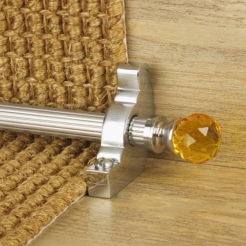 Crystal Brushed Chrome Amber Reeded Tringles D'Escalier