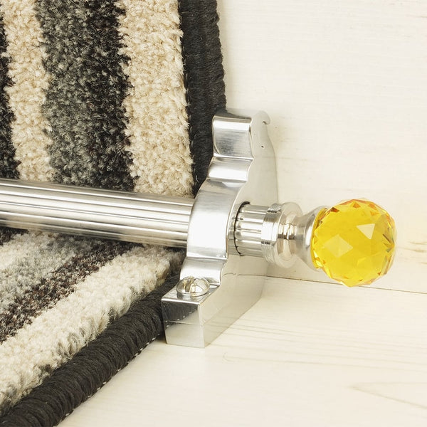 Crystal Brushed Chrome Amber Reeded Tringles D'Escalier