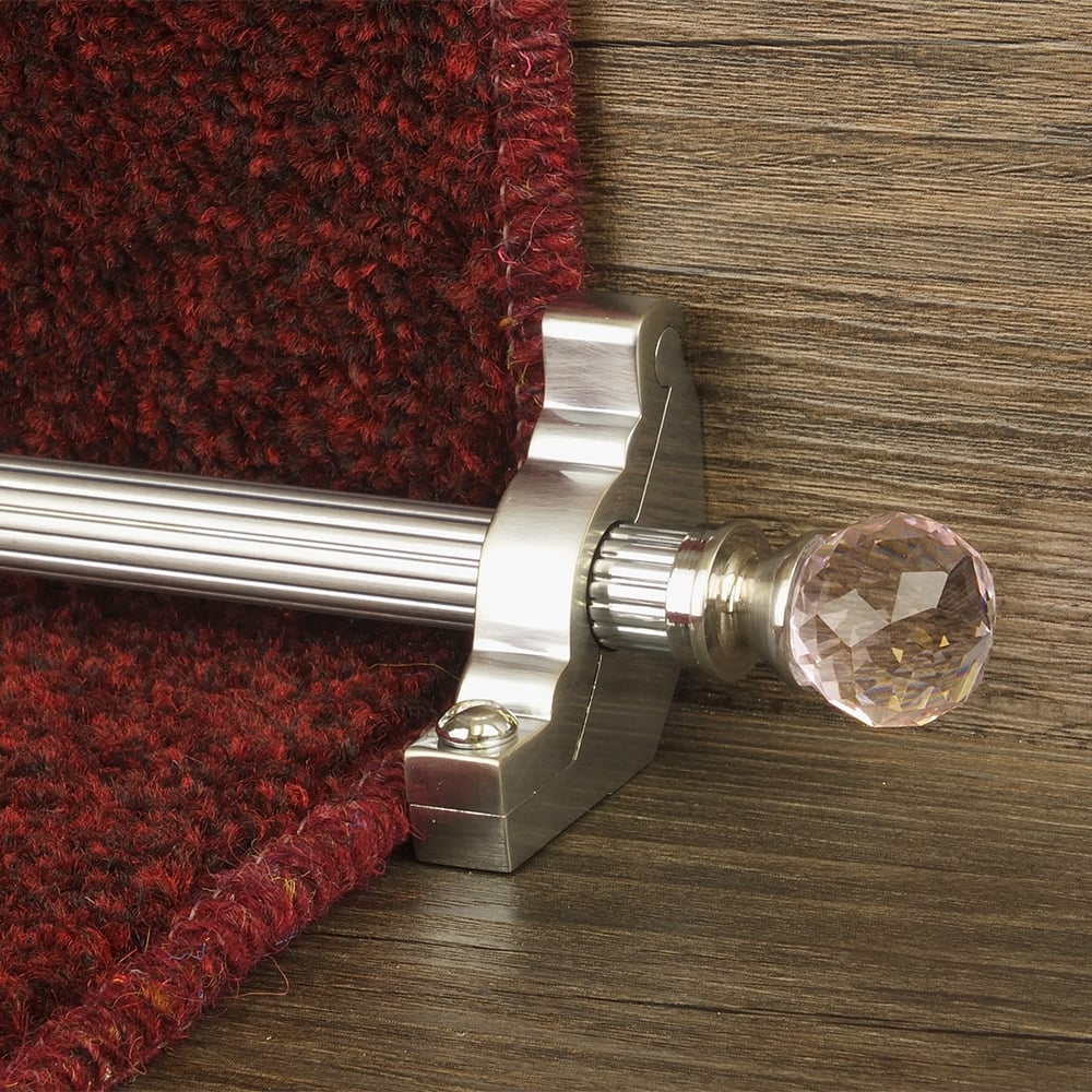 Crystal Brushed Chrome Rose Reeded Tringles D'Escalier
