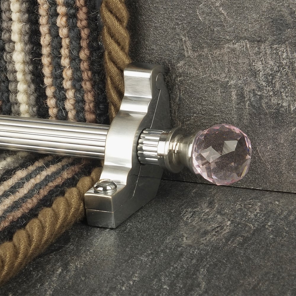 Crystal Brushed Chrome Rose Reeded Tringles D'Escalier